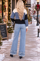 Tempo Paris Denim Color Block Sweater-Sweaters-Tempo Paris-Deja Nu Boutique, Women's Fashion Boutique in Lampasas, Texas