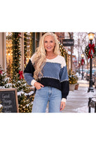 Tempo Paris Denim Color Block Sweater-Sweaters-Tempo Paris-Deja Nu Boutique, Women's Fashion Boutique in Lampasas, Texas