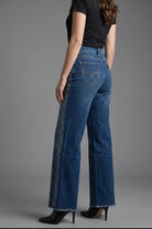 Tempo Paris Rhinestone Front High Rise Straight Leg Jeans-Jeans-Tempo Paris-Deja Nu Boutique, Women's Fashion Boutique in Lampasas, Texas