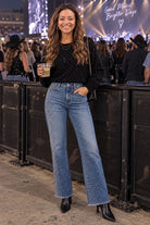 Tempo Paris Rhinestone Front High Rise Straight Leg Jeans-Jeans-Tempo Paris-Deja Nu Boutique, Women's Fashion Boutique in Lampasas, Texas