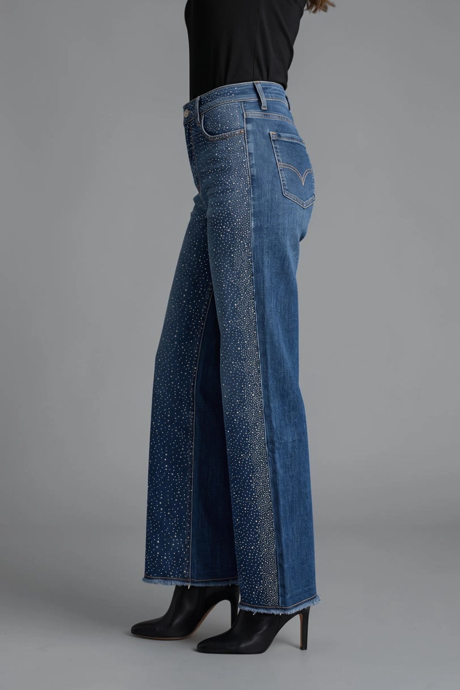 Tempo Paris Rhinestone Front High Rise Straight Leg Jeans-Jeans-Tempo Paris-Deja Nu Boutique, Women's Fashion Boutique in Lampasas, Texas