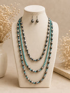 Turquoise Navajo Pearl Layered Necklace & Earring Set-Necklace Set-Deja Nu-Deja Nu Boutique, Women's Fashion Boutique in Lampasas, Texas