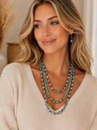 Turquoise Navajo Pearl Layered Necklace & Earring Set-Necklace Set-Deja Nu-Deja Nu Boutique, Women's Fashion Boutique in Lampasas, Texas