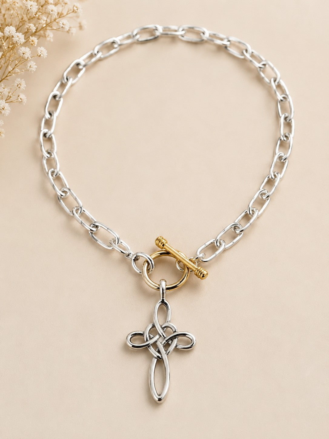 Two-Tone Celtic Cross Toggle Bracelet-Bracelets-Deja Nu-Deja Nu Boutique, Women's Fashion Boutique in Lampasas, Texas