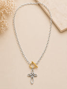 Two-Tone Celtic Cross Toggle Necklace-Necklace-Deja Nu-Deja Nu Boutique, Women's Fashion Boutique in Lampasas, Texas