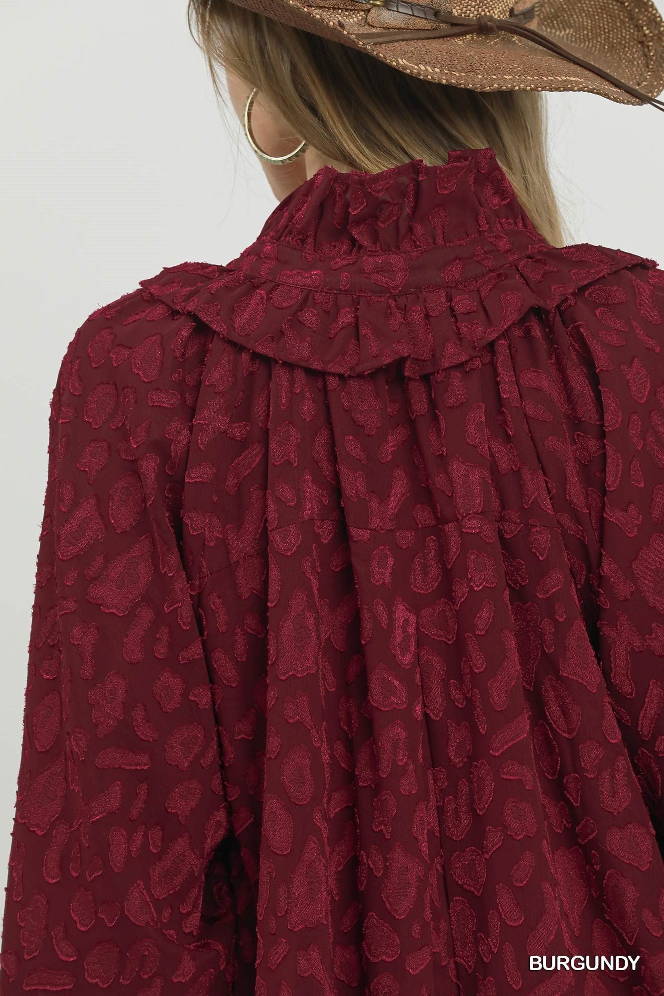Umgee Burgundy Textured Animal Print Dress-mini dress-umgee-Deja Nu Boutique, Women's Fashion Boutique in Lampasas, Texas