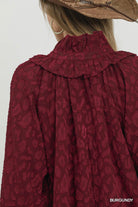 Umgee Burgundy Textured Animal Print Dress-mini dress-umgee-Deja Nu Boutique, Women's Fashion Boutique in Lampasas, Texas