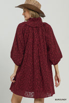 Umgee Burgundy Textured Animal Print Dress-mini dress-umgee-Deja Nu Boutique, Women's Fashion Boutique in Lampasas, Texas