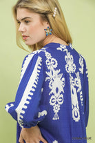 Umgee Cobalt Blue Abstract Print Midi Dress-Midi Dresses-Umgee-Deja Nu Boutique, Women's Fashion Boutique in Lampasas, Texas