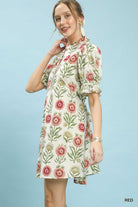 Umgee Floral Puff Sleeve Babydoll Dress – Red-mini dress-Umgee-Deja Nu Boutique, Women's Fashion Boutique in Lampasas, Texas