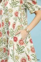 Umgee Floral Puff Sleeve Babydoll Dress – Red-mini dress-Umgee-Deja Nu Boutique, Women's Fashion Boutique in Lampasas, Texas