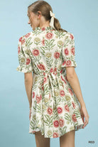 Umgee Floral Puff Sleeve Babydoll Dress – Red-mini dress-Umgee-Deja Nu Boutique, Women's Fashion Boutique in Lampasas, Texas