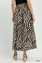 Umgee Brown Mixed Animal Print Wide Leg Pants-Pants-Umgee-Deja Nu Boutique, Women's Fashion Boutique in Lampasas, Texas