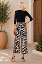 Umgee Brown Mixed Animal Print Wide Leg Pants-Pants-Umgee-Deja Nu Boutique, Women's Fashion Boutique in Lampasas, Texas