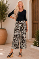 Umgee Brown Mixed Animal Print Wide Leg Pants-Pants-Umgee-Deja Nu Boutique, Women's Fashion Boutique in Lampasas, Texas