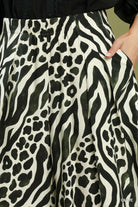 Umgee Mixed Animal Print Wide Leg Pants - Olive-Pants-Umgee-Deja Nu Boutique, Women's Fashion Boutique in Lampasas, Texas