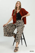 Umgee Brown Mixed Animal Print Wide Leg Pants-Pants-Umgee-Deja Nu Boutique, Women's Fashion Boutique in Lampasas, Texas