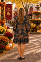 Umgee Floral Print Ruffle Hem Shift Dress in Navy Mix-Short Dresses-Umgee-Deja Nu Boutique, Women's Fashion Boutique in Lampasas, Texas