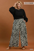 Umgee Olive Mixed Animal Print Wide Leg Pants Plus-Curvy/Plus Bottoms-Umgee-Deja Nu Boutique, Women's Fashion Boutique in Lampasas, Texas