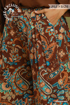 Umgee Paisley Print Wide Leg Plus Size Pants in Brown Mix-Curvy/Plus Bottoms-Umgee-Deja Nu Boutique, Women's Fashion Boutique in Lampasas, Texas