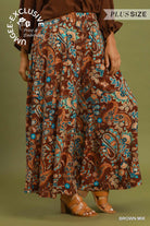 Umgee Paisley Print Wide Leg Plus Size Pants in Brown Mix-Curvy/Plus Bottoms-Umgee-Deja Nu Boutique, Women's Fashion Boutique in Lampasas, Texas