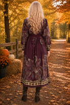 Umgee Abstract Print Tie Waist Midi Dress in Plum-Midi Dresses-umgee-Deja Nu Boutique, Women's Fashion Boutique in Lampasas, Texas