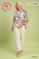 Umgee Paisley Print V-Neck Top - Cream Mix-Curvy/Plus Blouses-Umgee-Deja Nu Boutique, Women's Fashion Boutique in Lampasas, Texas