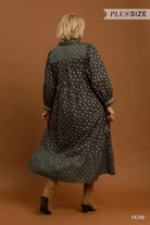 Umgee Plus Floral Mix Media Print Midi Dress Olive-Curvy/Plus Dresses-Umgee-Deja Nu Boutique, Women's Fashion Boutique in Lampasas, Texas
