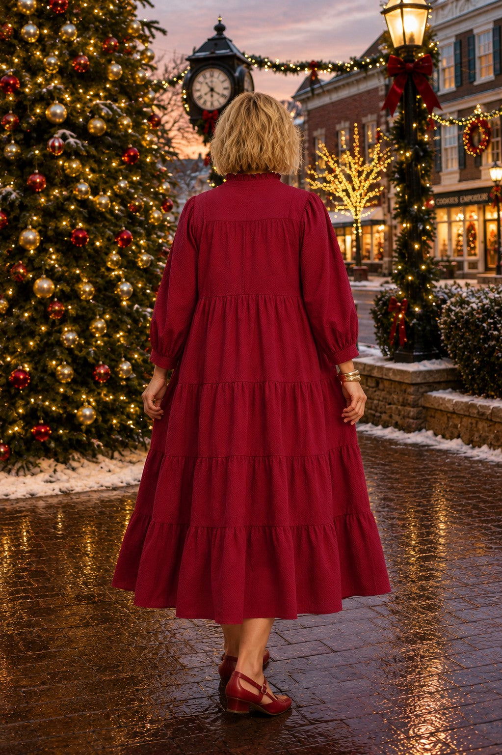 Umgee Seersucker Tiered Maxi Dress Plus Size – Crimson-Curvy/Plus Dresses-Umgee-Deja Nu Boutique, Women's Fashion Boutique in Lampasas, Texas