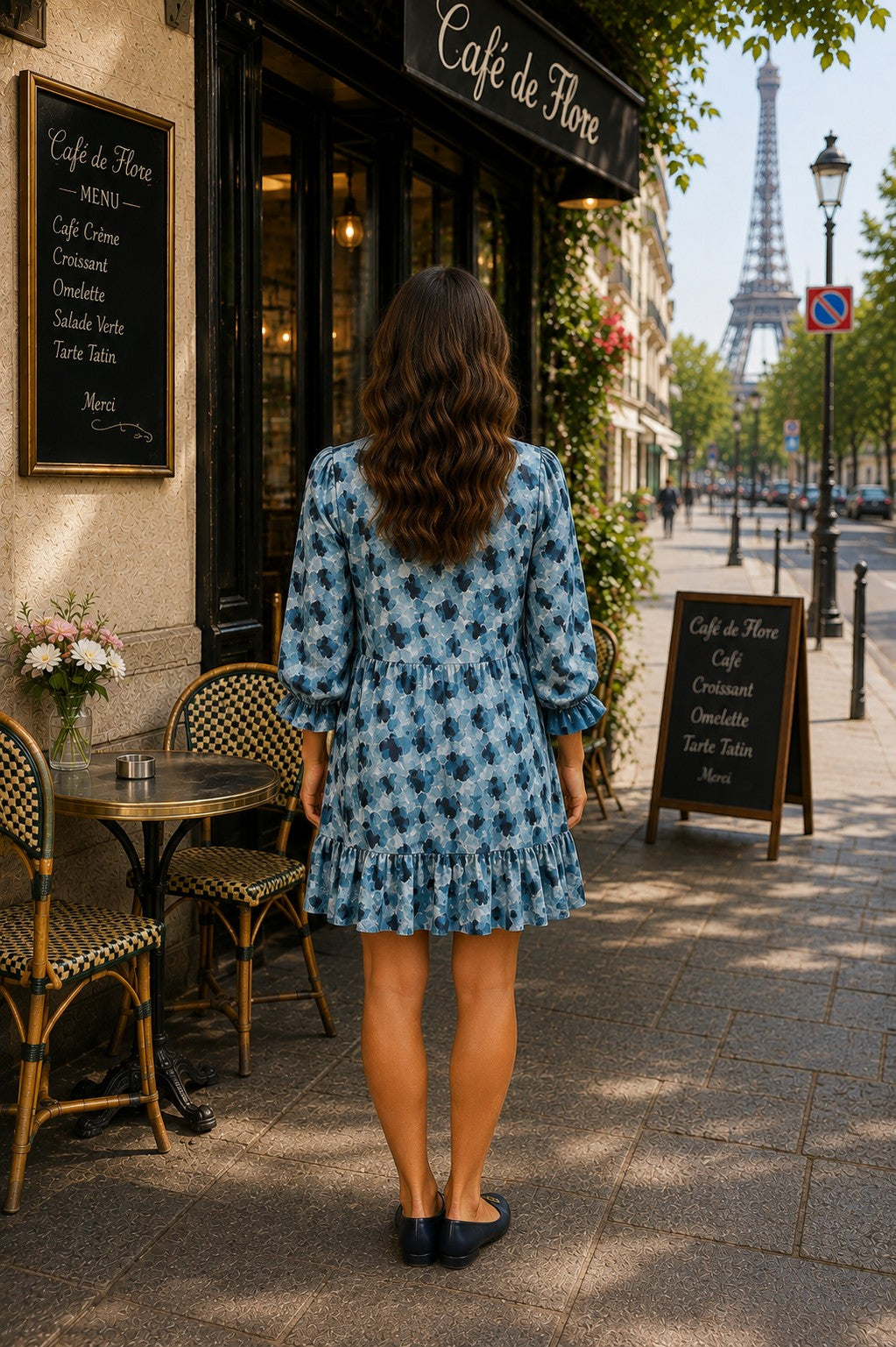 Umgee Teal Mix Abstract Print Ruffle Hem Dress-mini dress-Umgee-Deja Nu Boutique, Women's Fashion Boutique in Lampasas, Texas