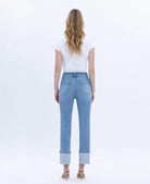 Vervet by Flying Monkey Elegant Serenity High Rise Rhinestone Cuffed Slim Straight Jeans-Jeans-Vervet by Flying Monkey-Deja Nu Boutique, Women's Fashion Boutique in Lampasas, Texas