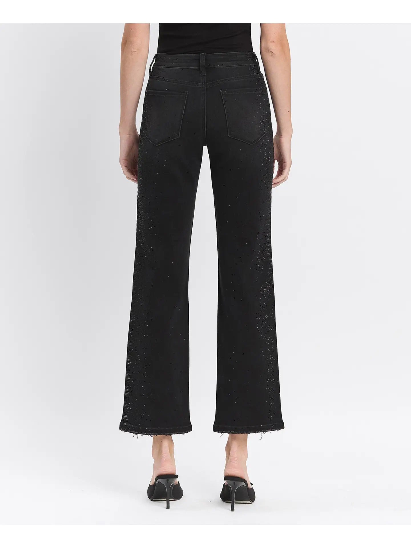 Vervet by Flying Monkey High Rise Rhinestone Detail Slim Wide Jeans in Openness-Jeans-Vervet by Flying Monkey-Deja Nu Boutique, Women's Fashion Boutique in Lampasas, Texas