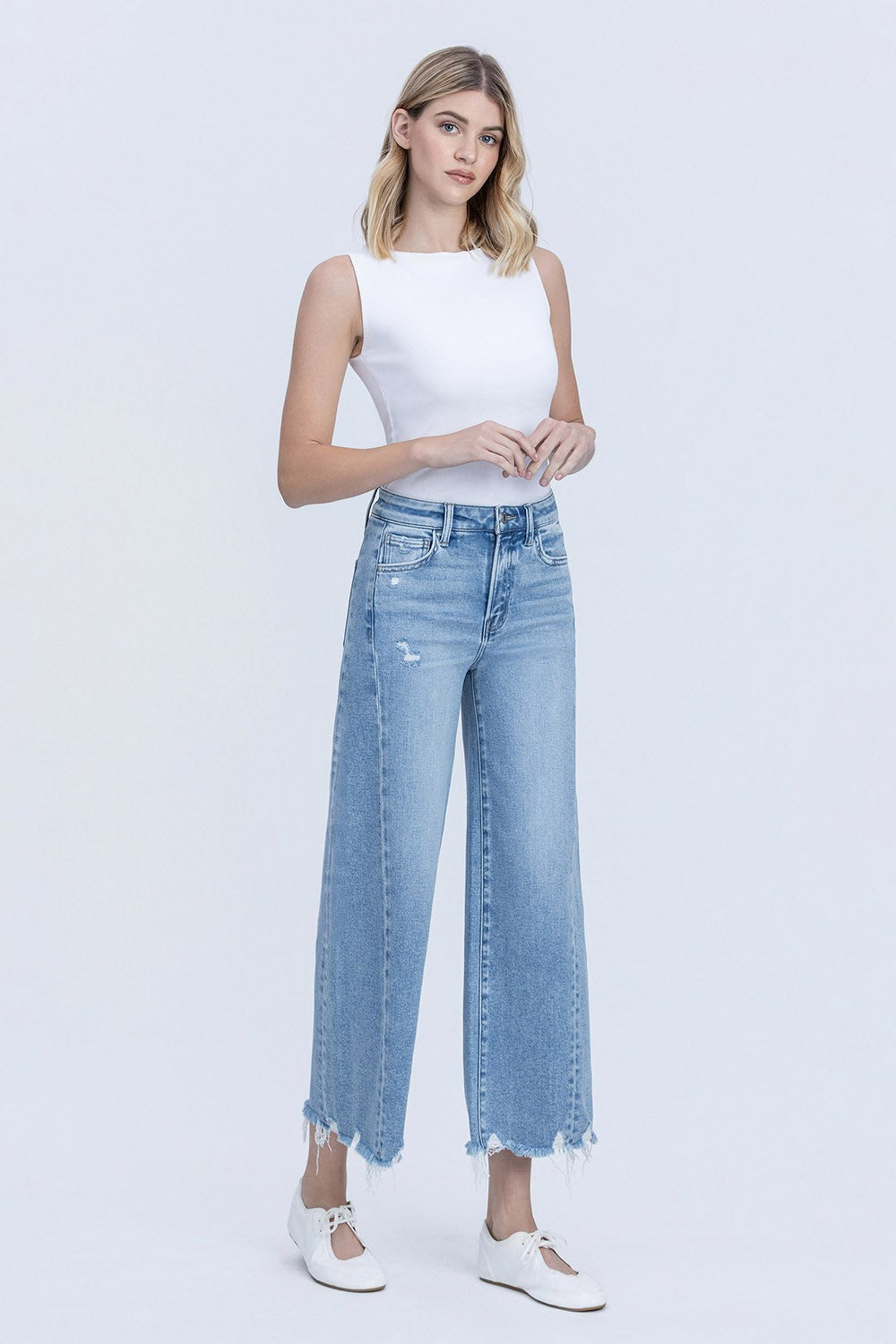 Vervet by Flying Monkey Idyllic High Rise Side Panel Crop Wide Leg Jeans-Jeans-Vervet by Flying Monkey-Deja Nu Boutique, Women's Fashion Boutique in Lampasas, Texas