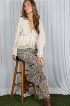 Vine & Love Lace Accent Front Tie Blouse – Cream-Tops-Vine & Love-Deja Nu Boutique, Women's Fashion Boutique in Lampasas, Texas