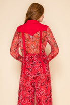 W.A.Y Wonderful & Young Red Bandana Mesh & Linen Shirt/Jacket-shirts-WAY-Deja Nu Boutique, Women's Fashion Boutique in Lampasas, Texas