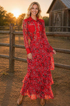 W.A.Y Wonderful & Young Red Bandana Mesh & Linen Shirt/Jacket-shirts-WAY-Deja Nu Boutique, Women's Fashion Boutique in Lampasas, Texas