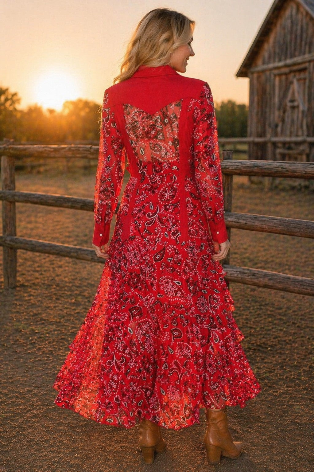 W.A.Y Wonderful & Young Red Bandana Mesh Tiered Maxi Skirt-Skirts-WAY-Deja Nu Boutique, Women's Fashion Boutique in Lampasas, Texas
