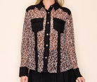 W.A.Y Wonderful & Young Leopard Print Mesh & Linen Combo Shirt-shirts-WAY-Deja Nu Boutique, Women's Fashion Boutique in Lampasas, Texas