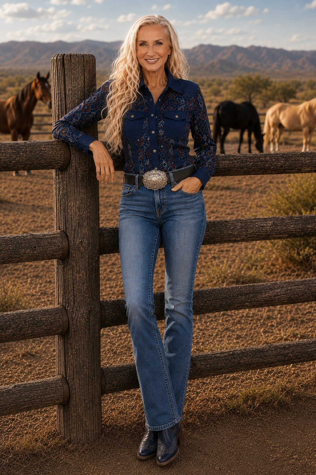 W.A.Y Wonderful & Young Navy Bandana Print Mesh & Linen Combo Shirt-shirts-WAY-Deja Nu Boutique, Women's Fashion Boutique in Lampasas, Texas