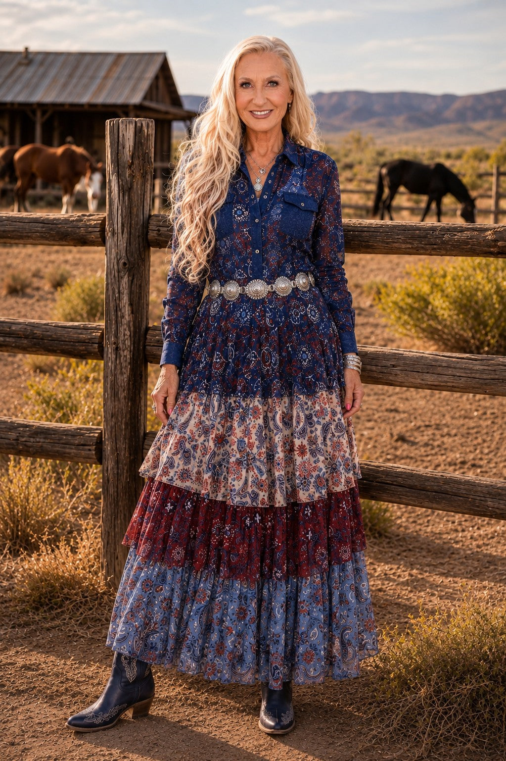 W.A.Y Wonderful & Young Navy Bandana Print Mesh & Linen Combo Shirt-shirts-WAY-Deja Nu Boutique, Women's Fashion Boutique in Lampasas, Texas