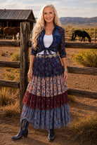 W.A.Y Wonderful & Young Navy Bandana Print Mesh & Linen Combo Shirt-shirts-WAY-Deja Nu Boutique, Women's Fashion Boutique in Lampasas, Texas