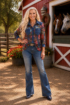 W.A.Y Wonderful & Young Rose Floral Mesh & Linen Combo Shirt-shirts-WAY-Deja Nu Boutique, Women's Fashion Boutique in Lampasas, Texas