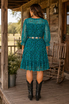 W.A.Y Wonderful & Young Turquoise Mesa Mesh Western Dress-Dresses-WAY-Deja Nu Boutique, Women's Fashion Boutique in Lampasas, Texas
