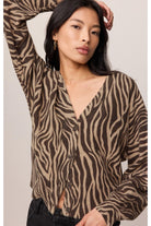 Z Supply All The Wild Zebra Cardigan in Dark Chocolate-Cardigans & Kimonos-Z Supply-Deja Nu Boutique, Women's Fashion Boutique in Lampasas, Texas