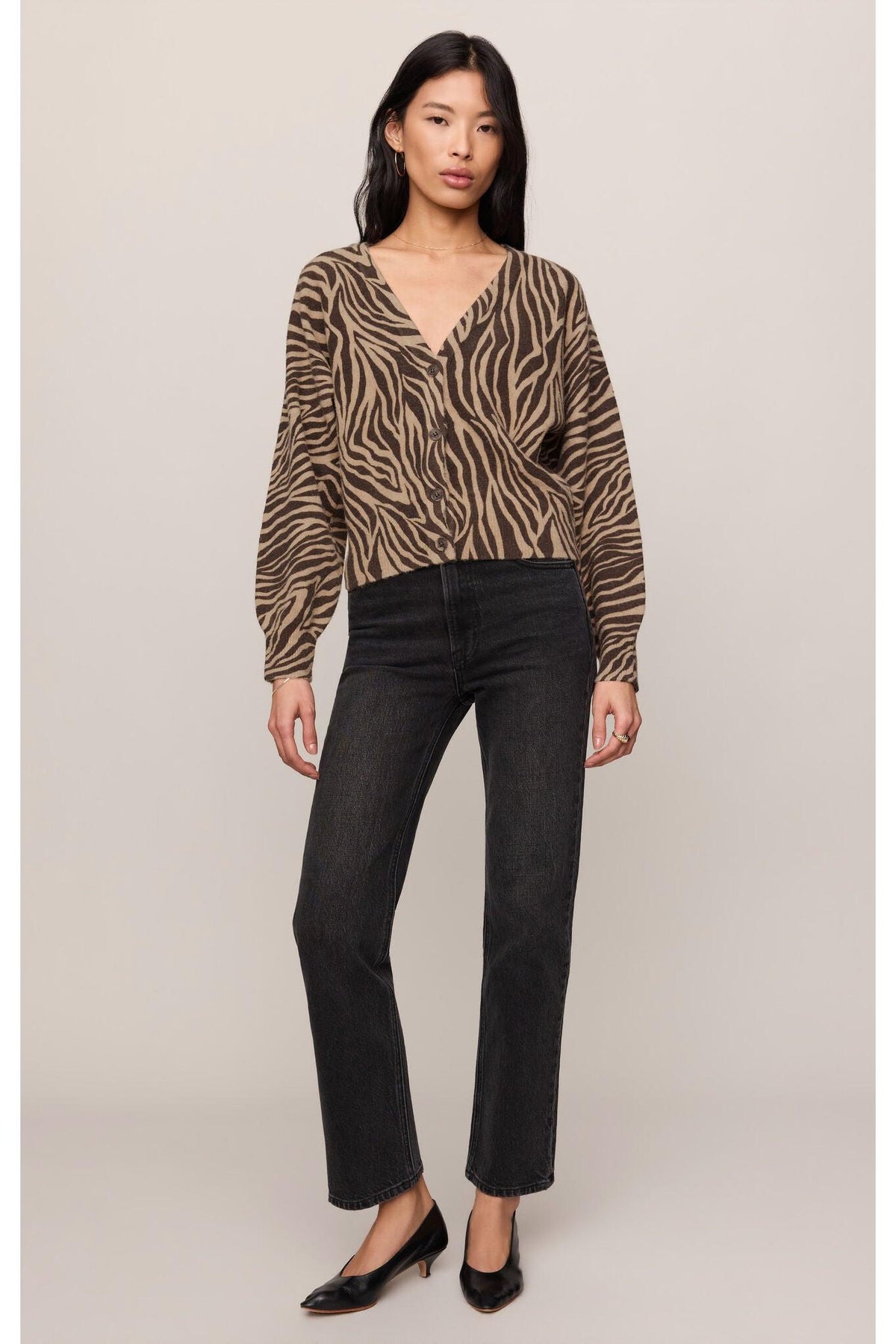 Z Supply All The Wild Zebra Cardigan in Dark Chocolate-Cardigans & Kimonos-Z Supply-Deja Nu Boutique, Women's Fashion Boutique in Lampasas, Texas