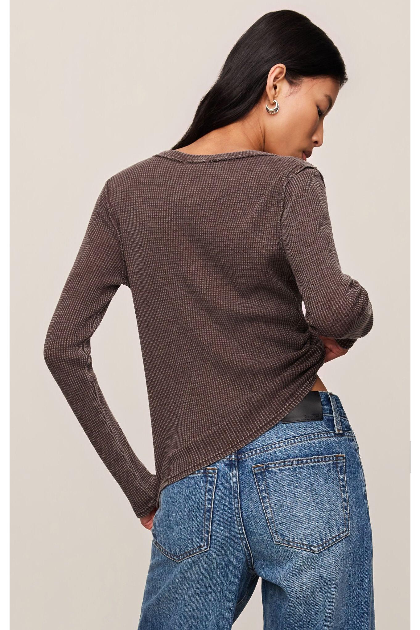 Z Supply Arlet Mini Thermal Top in Dark Chocolate-Tops-Z Supply-Deja Nu Boutique, Women's Fashion Boutique in Lampasas, Texas