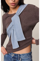 Z Supply Arlet Mini Thermal Top in Dark Chocolate-Tops-Z Supply-Deja Nu Boutique, Women's Fashion Boutique in Lampasas, Texas