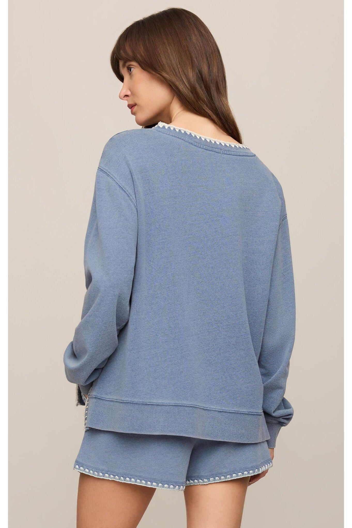 Z Supply Cam Knit Denim Whipstitch Top – Santorini Indigo-Tops-Z Supply-Deja Nu Boutique, Women's Fashion Boutique in Lampasas, Texas