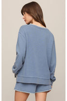 Z Supply Cam Knit Denim Whipstitch Top – Santorini Indigo-Tops-Z Supply-Deja Nu Boutique, Women's Fashion Boutique in Lampasas, Texas