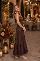 Z Supply Cornelia Poplin Maxi Dress - Chocolate Cherry-Maxi Dresses-Z Supply-Deja Nu Boutique, Women's Fashion Boutique in Lampasas, Texas
